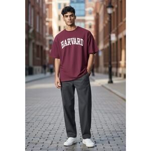 Vintage Ivy Sport Large Maroon Harvard T-Shirt University College Academia